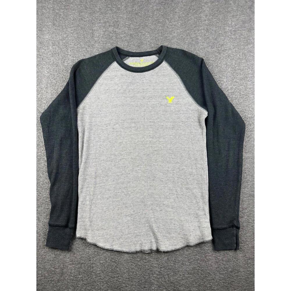 American Eagle Men's Long Sleeve Shirt Size Small Gray Classic Fit